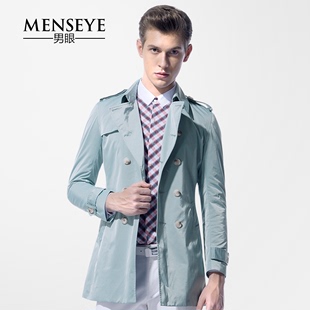 Menseye/男眼 D春季男士时尚外套 风尚都市优雅修身双排扣风衣