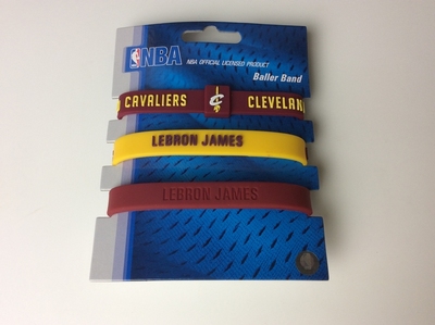 包邮NBA正品骑士队小皇帝詹姆斯红黄 3个装篮球迷运动手环腕带圈