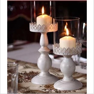 烛光晚餐 烛台欧式古典浪漫 铁艺烛台复古摆件 仿旧刷铜烛台