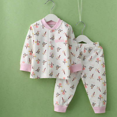 欢喜小熊中小童服装韩版新款宝宝精梳棉小立领套装婴幼儿长袖两件