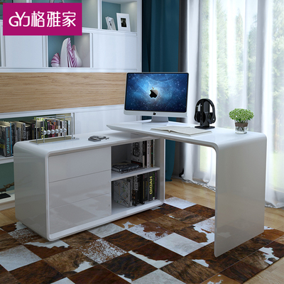 家用时尚电脑桌 现代简约台式旋转转角烤漆书桌书房办公桌