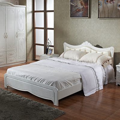 简约现代风格白色欧式板式床双人床家具1.5米1.8米小卧室套间组合