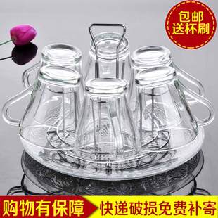 【天天特价】家用创意玻璃水杯把杯套装耐热无铅透明矮款泡茶杯