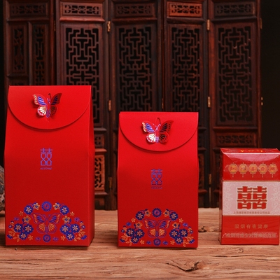 结婚喜糖盒子创意元宝流苏帖盒喜糖袋中式婚礼婚庆用品回礼纸盒