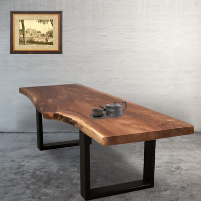 美式铁艺复古实木餐桌北欧创意书桌家具原木电脑办公桌椅简易桌子