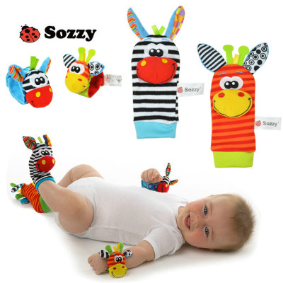 婴儿动物手表带宝宝手腕带袜子带摇响铃很可爱婴儿玩具两套包邮