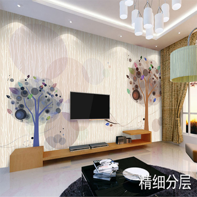 中式简约壁画抽象植物树木墙布无纺布墙纸卧室客厅沙发背景墙壁纸