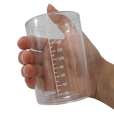 200ML玻璃量杯带刻度耐高温可加热实验室医用耐热玻璃烧杯示范杯