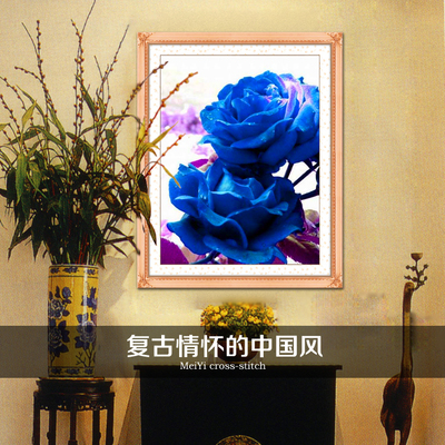 5D钻石画最新款客厅餐厅卧室玫瑰植物花卉蓝色妖姬方钻满钻十字绣