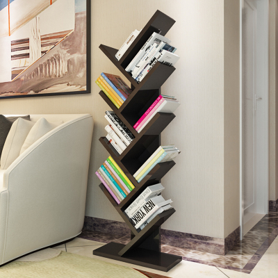 包邮现代简约树形书架创意书柜落地书架实木格子学生简易书架客厅