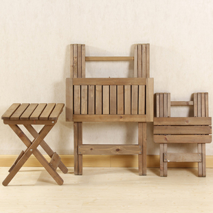复古实木可折叠桌椅组合zakka户外阳台简易桌椅日式多用餐桌椅