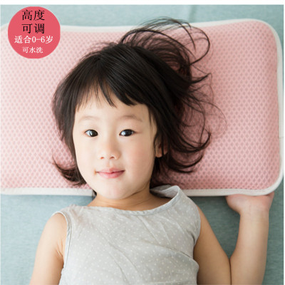 0-8岁新生婴儿童枕头 可调节高度水洗抗菌防螨虫3D幼儿园透气枕头