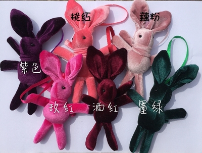 新款韩国丝绒许愿兔长脚兔公仔花束兔子娃娃配件毛绒玩具包包挂件