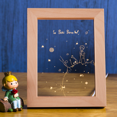 北欧创意生日礼品灯人气相框台灯小王子看日落LED小夜灯圣诞礼物