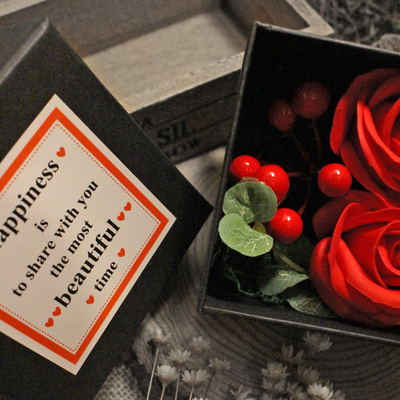 ‖乃女子新款‖原创红玫瑰花盒香皂花拍摄道具结婚伴手回礼物活动