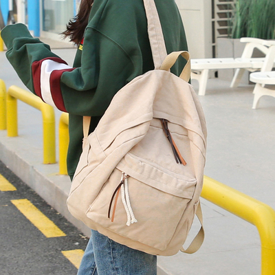 日韩版水洗帆布双肩包女学院风大容量背包高中学生书包休闲旅行包