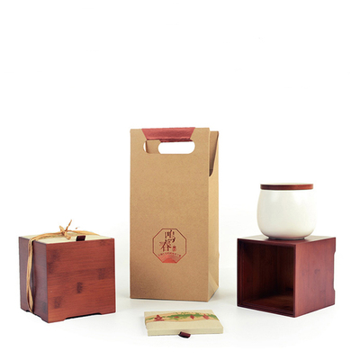 鸣春竹制品方形茶叶包装礼盒 单陶茶叶罐 绿茶红茶通用竹盒可定制