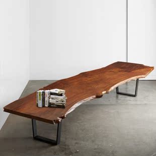 美式复古原木餐桌新中式实木个性茶几创意办公桌简约现代整板茶桌