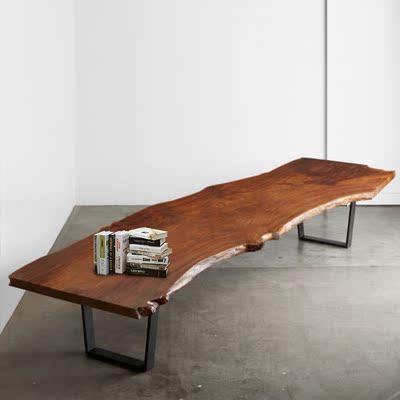 美式复古原木餐桌新中式实木个性茶几创意办公桌简约现代整板茶桌