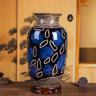 景德镇陶瓷器仿古创意窑变花瓶新中式古典客厅装饰品博古架摆件