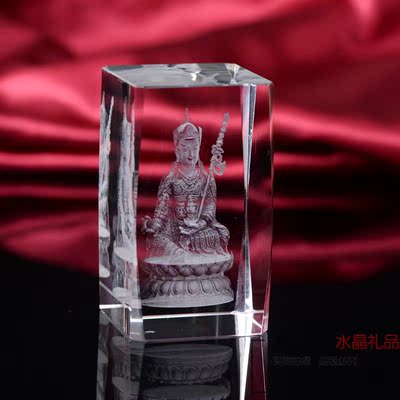 3D立体水晶内雕佛像模型定制 佛教周边用品批发文殊普贤菩萨摆件