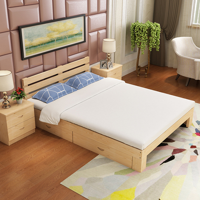 全松木实木现代简易100单人简约150硬板床180双人床低价厂家正品