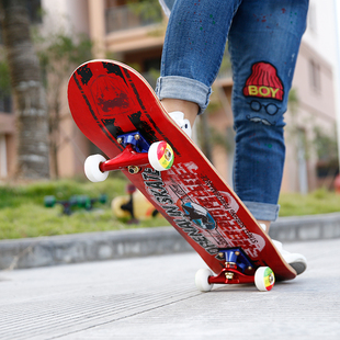 鹭炫正品四轮滑板专业双翘4轮滑板刷街特技动作组装板成人滑板车