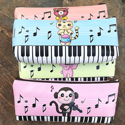南韩创意新款音符笔袋音乐文具袋 猴子动物萌款钢琴笔袋 学生用品