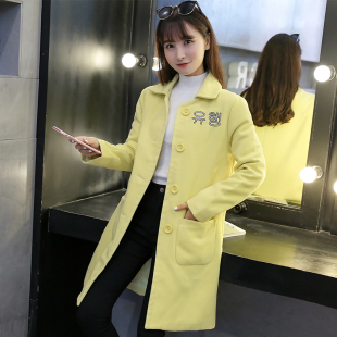 2016韩版秋冬季新款学生修身显瘦毛呢女外套少女中长款呢子大衣潮