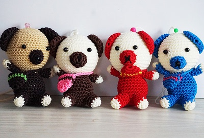 手工编织钩针布娃娃泰迪熊公仔儿童节毛绒玩具熊/抱抱熊生日礼物