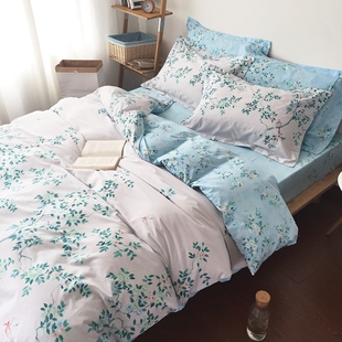 美式田园花卉纯棉家纺床上用品 全棉床单被套四件套 2.0m床 双人