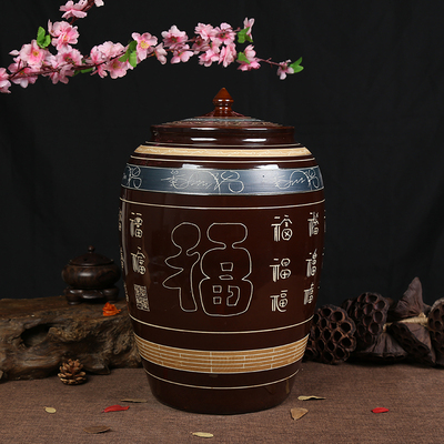 景德镇陶瓷米缸带盖油缸酒缸50斤100斤水缸储存罐油罐防潮米桶