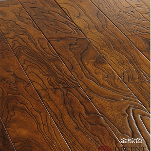 德仕世家金棕色实木复合地板 环保耐磨防水地暖地热专用