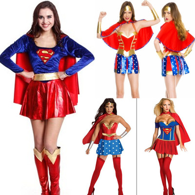 万圣节COSPLAY女超人美国队长雷神钢铁侠装制服派对酒吧演出服装