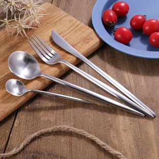采撷舍 新款银色哑光西餐刀叉勺 不锈钢西式餐具套装牛排刀叉勺子