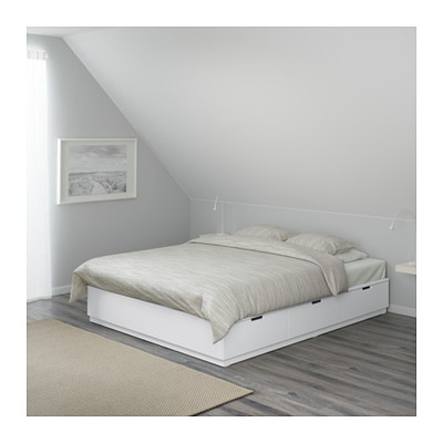 宜家国内代购诺德里床架带抽屉家用欧式大床带储物床实木双人床