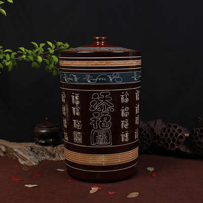 景德镇陶瓷米缸带盖油缸酒缸50斤储存罐油罐防潮米桶