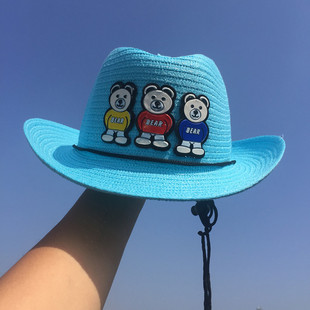 儿童草帽 男女夏天遮阳帽韩版海边沙滩帽宝宝凉帽防晒太阳帽子夏