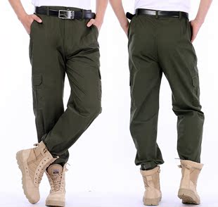 男士工作服裤子夏季薄款全纯棉电焊工汽修迷彩军绿劳保安工装户外