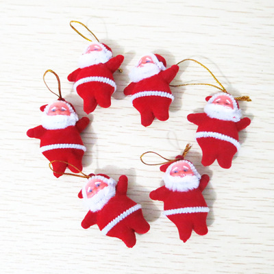 圣诞节装饰品 圣诞树装配件 圣诞挂件小公仔 红色圣诞小老人6个装