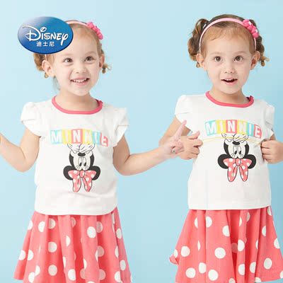 迪士尼女婴儿短袖套装夏季宝宝裙子纯棉薄圆领女童短裙衣服两件套