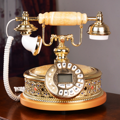 高档欧式玉石电话机家用座机有线电话仿古复古时尚创意电话机座式