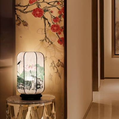 中式个性创意艺术手绘画灯时尚酒店别墅客厅卧室床头布景简约台灯