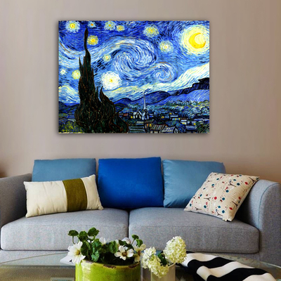 梵高星夜星月夜星空下的罗纳河无框画现代装饰画客厅卧室挂画墙画