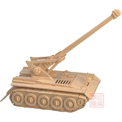 木质3D立体拼图diy益智玩具拼装坦克模型自行火炮成人礼物摆件