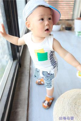贝贝城babycity品牌童装 中小童套装婴儿童装 条纹宝宝背心套装