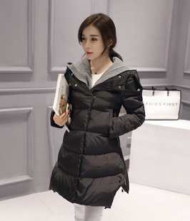 2016冬季新款韩版女式加厚宽松斗篷型A字款毛线款中长款羽绒服女