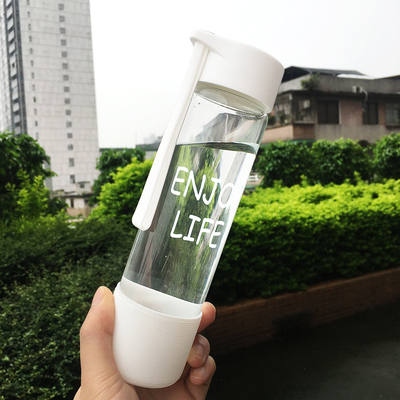 韩版创意水杯ins玻璃杯便携女学生随手杯 透明耐热高硼硅玻璃杯子