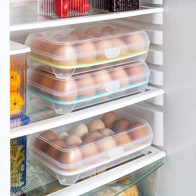 2个装 厨房冰箱15格鸡蛋保鲜盒 便携塑料盒野餐鸡蛋收纳盒