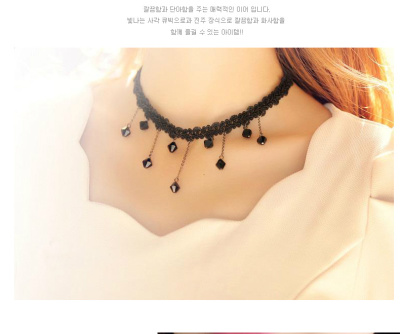 韩国复古蕾丝简约锁骨链颈带项圈女短款锁骨项链黑色脖颈链饰品